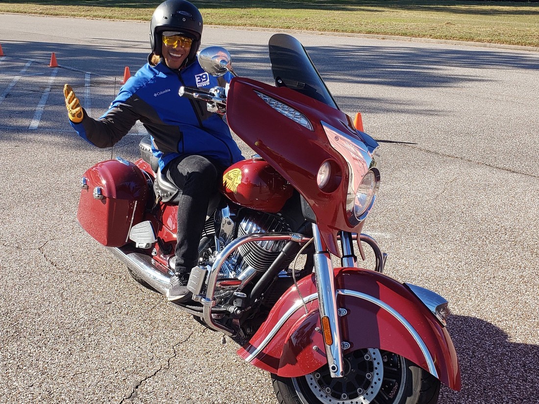 An Awesome Riding intermediate-course rider with a motorcycle
